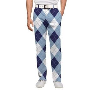 [W36L30]Loudmouth Men's Blue and White Argyle Golf Pants